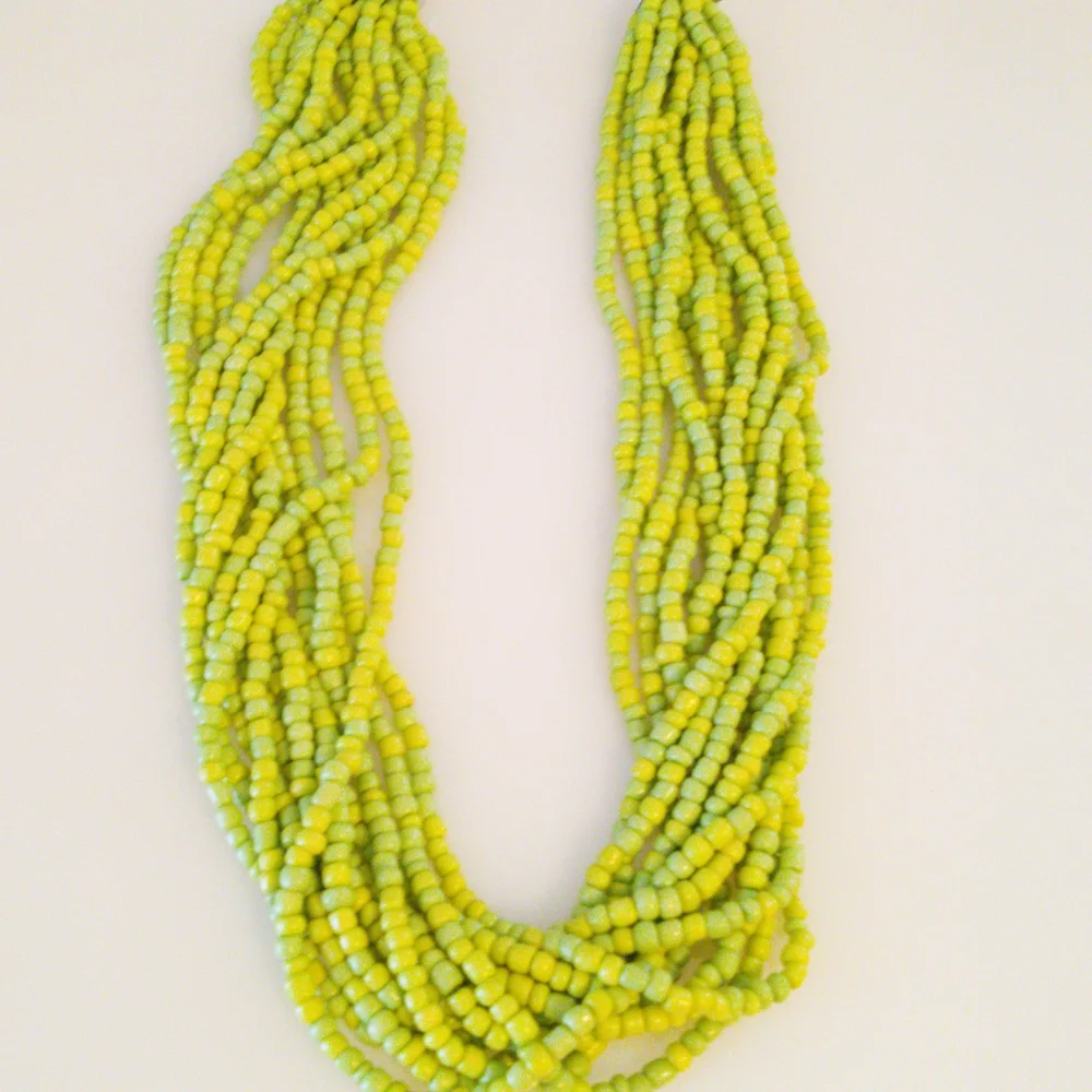Vibrant Green and Blue Multi-Strand Necklace
